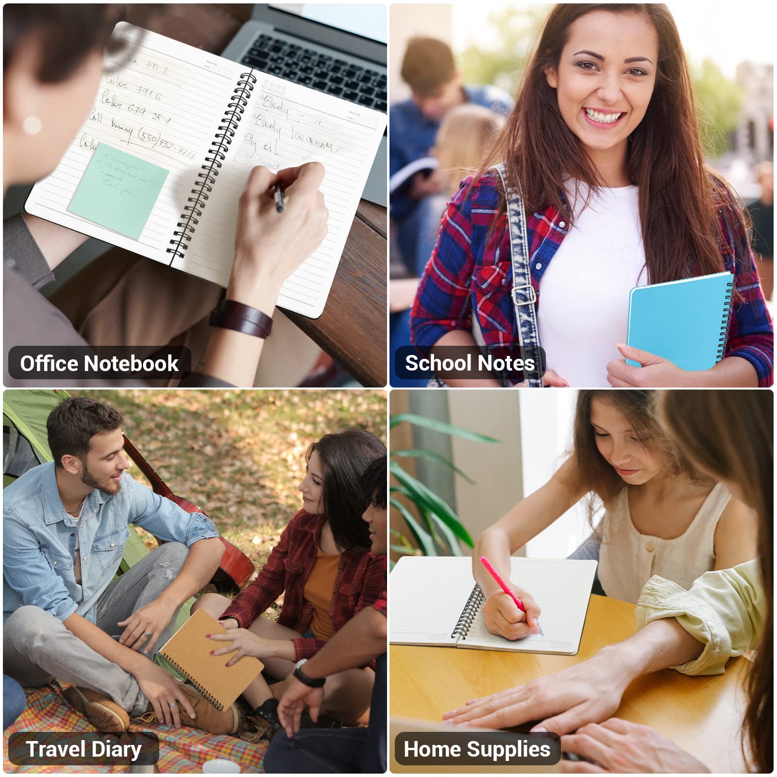 EUSOAR - Quaderno a spirale a righe, formato A5, 12 confezioni da 14,5 x 20,8 cm, a righe, per appunti e appunti, quaderni per studenti, ufficio e business con copertina a spirale, 3 colori