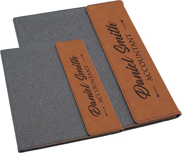 Custom Personalized Canvas Portfolio - Customized and Monogrammed Notepad, Padfolio, Business, Student, Teacher, Gift (Rust Flap)