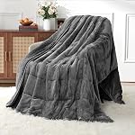 BUZIO Weighted Blankets for Adults Queen Size 15lbs, Fleece Sherpa Heavy Blankets with Soft Fannel for Double Bed Sofa, Plush Washable Throw Blanket for Sleeping, 60x80 inches, Navy Blue