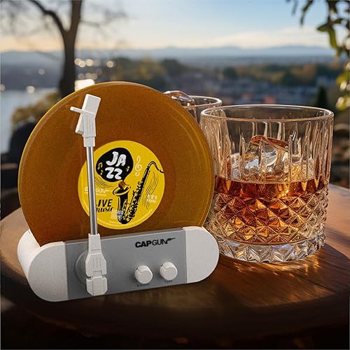 Miniatura 7 de Divertidos posavasos retro para discos de vinilo, juego de 6 posavasos creativos con soporte para tocadiscos de vinilo para amantes de la música,