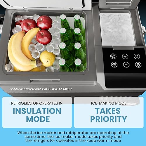 Miniatura 4 de Refrigerador de automóvil de 12 voltios con máquina de hielo, enfriador de compresor de automóvil de 40 cuartos de galón con ruedas, refrigerador