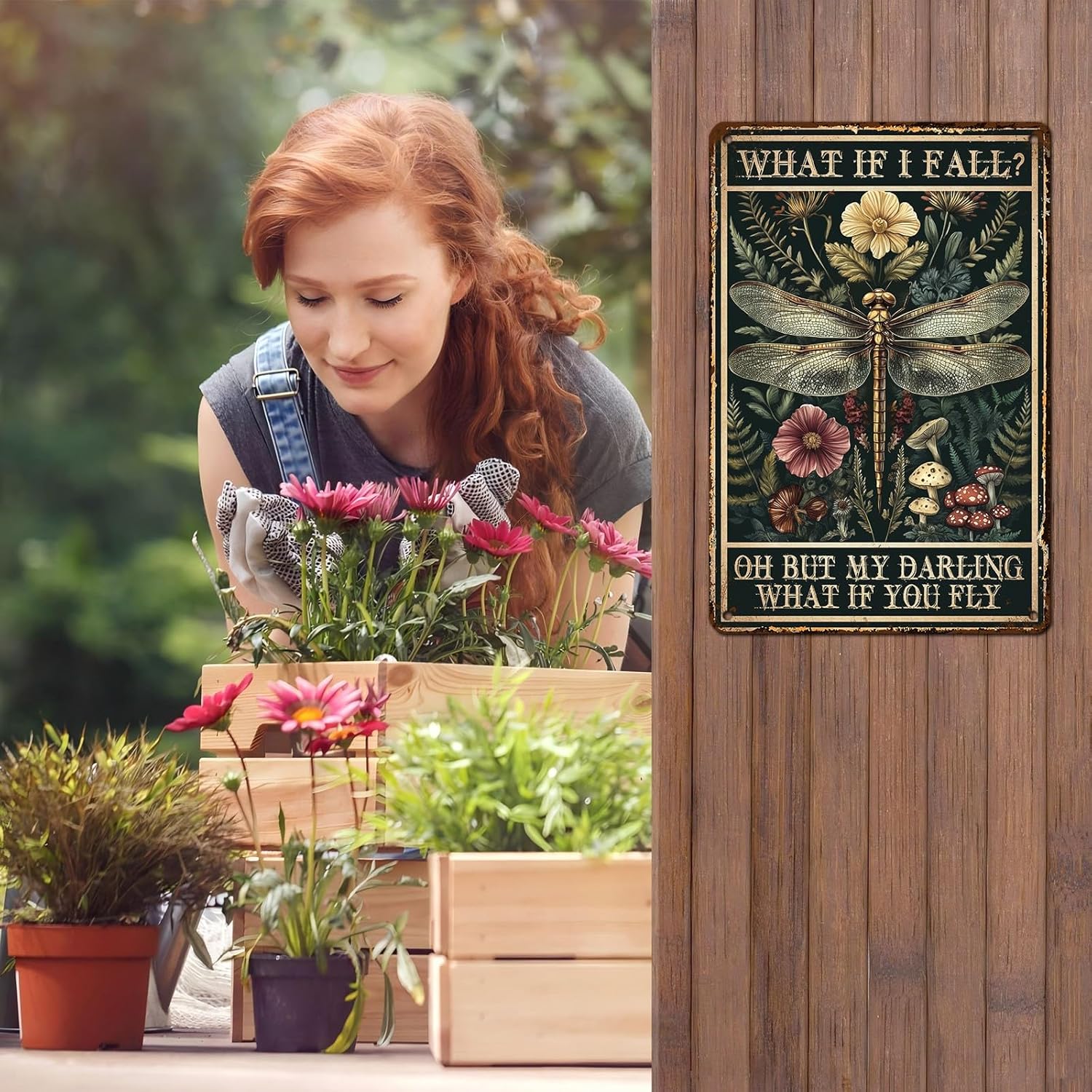 Dragon Fly Wall Decor Dragon Metal Tin Sign Vintage Tin Sign Hippie Gypsy Fairy Dragonfly Poster Retro Wall Art for Home Bedroom Living Room 12 * 8inch - Image 5