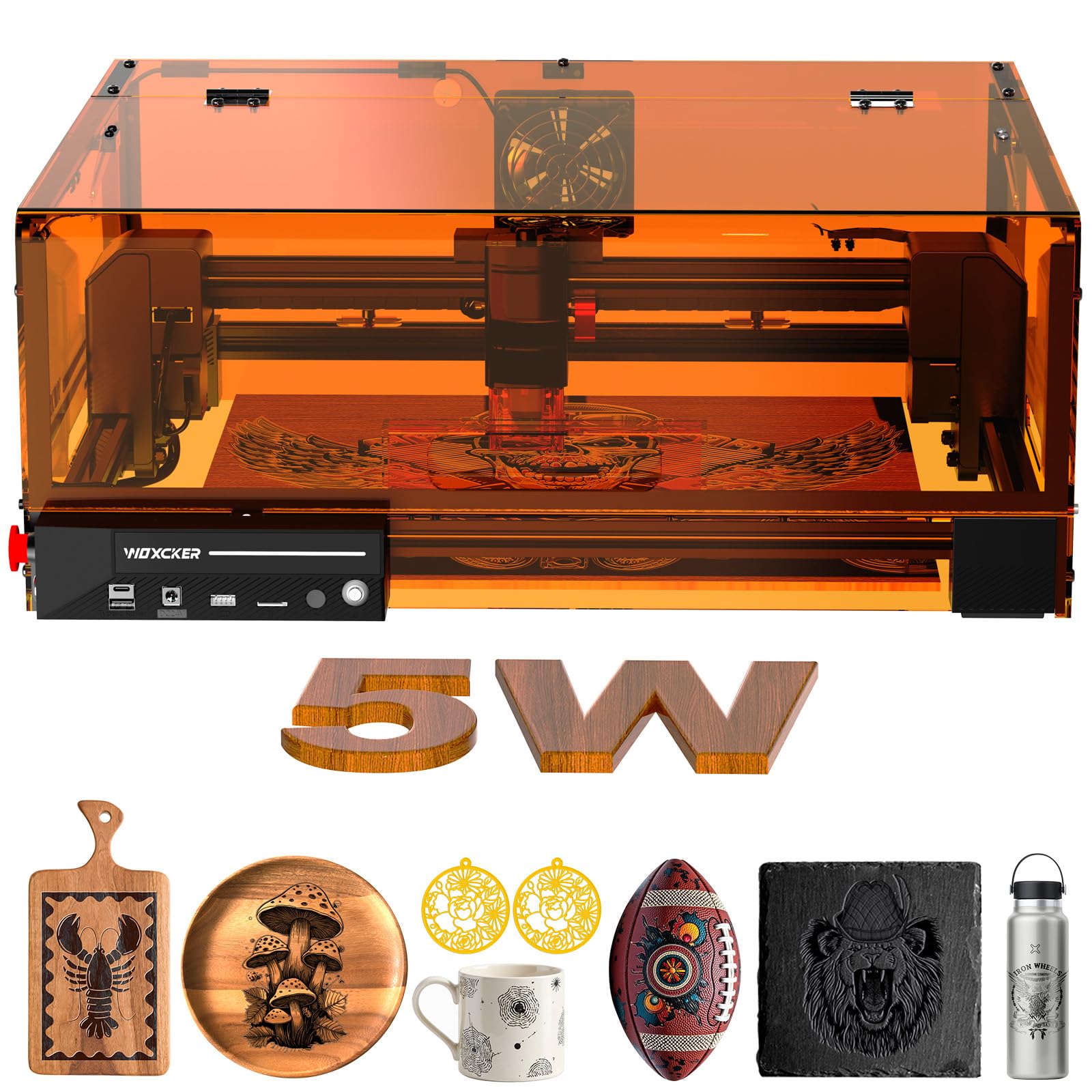 Laser Engraving Machine, Woxcker L2 MAX 5.5W Enclosure Laser Engraver, 300x300mm Bed Size 0.01mm High Precision Laser Engraving and Cutting for Wood Leather Glass Acrylic (Class 1 Laser 5500mW)