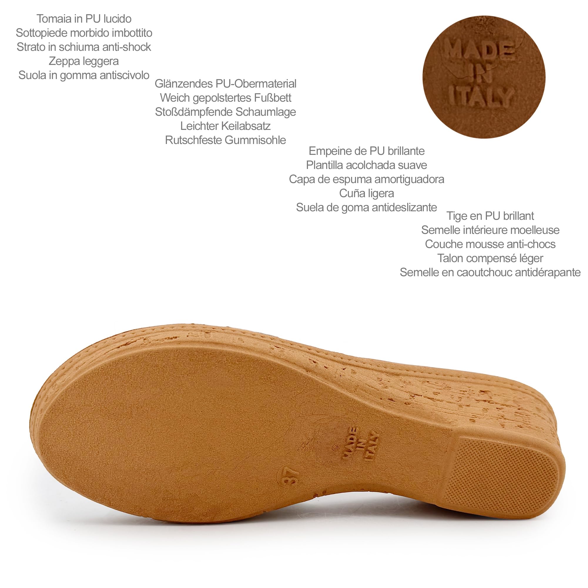 JOMIX Mules Femme Été Confort Claquettes Femme Talon Compensé 6 cm Chaussons d’Été Bout Ouvert Tiras Croisées Souples Chaussures Maison Légères Élégantes