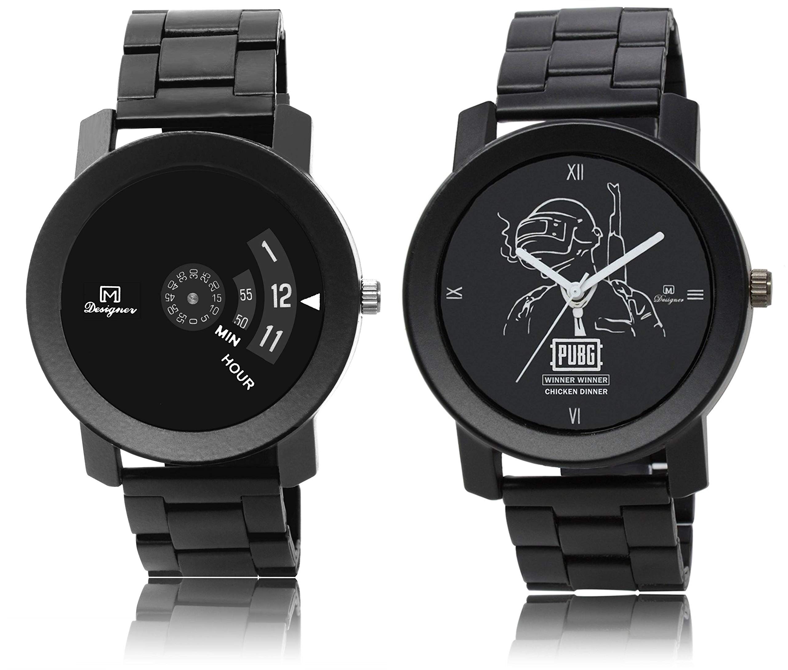 OM DESIGNER Unique Chakri Steel & PUB G leather Black Dial Watch for Men & boys MIsol-4818 (B07YHR4XCC) Amazon Price History, Amazon Price Tracker