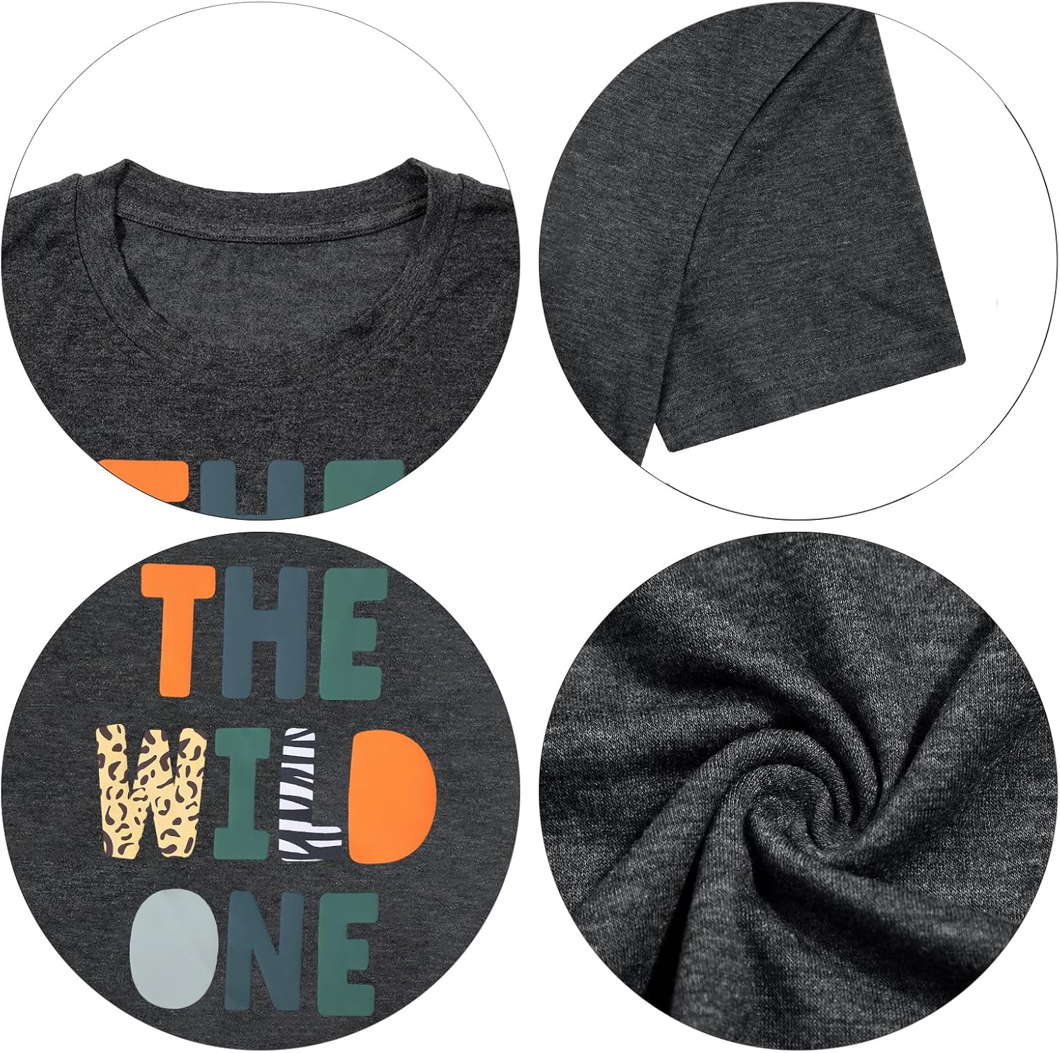 Family Trips Matching Shirts : Wild One Print Tee Safari Animal Theme Parent-Child Outfit