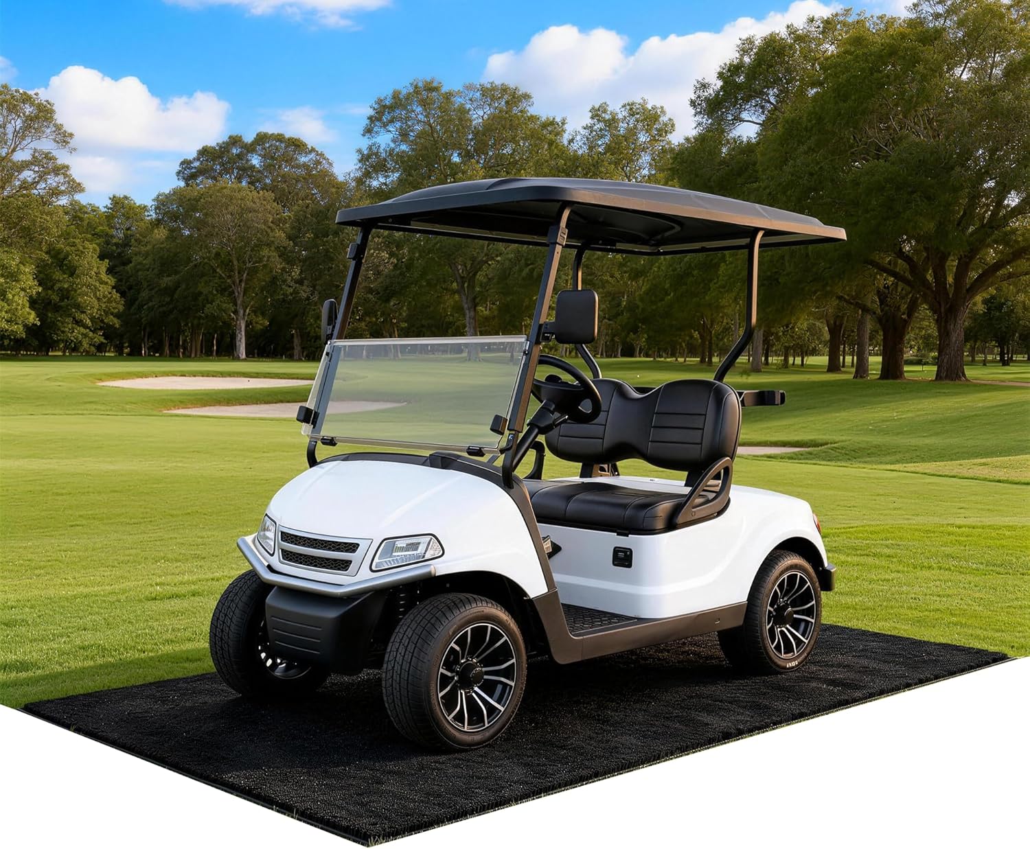 AHEONLAR Golf Cart Floor Mat 9.18 x 4.92ft, Golf Cart Mat for Garage Floor Oil Absorbent Universal Garage Floor Mat for Club Car,Motorcycle Non Slip Golf Cart Parking Mat to Protect Floor, Black