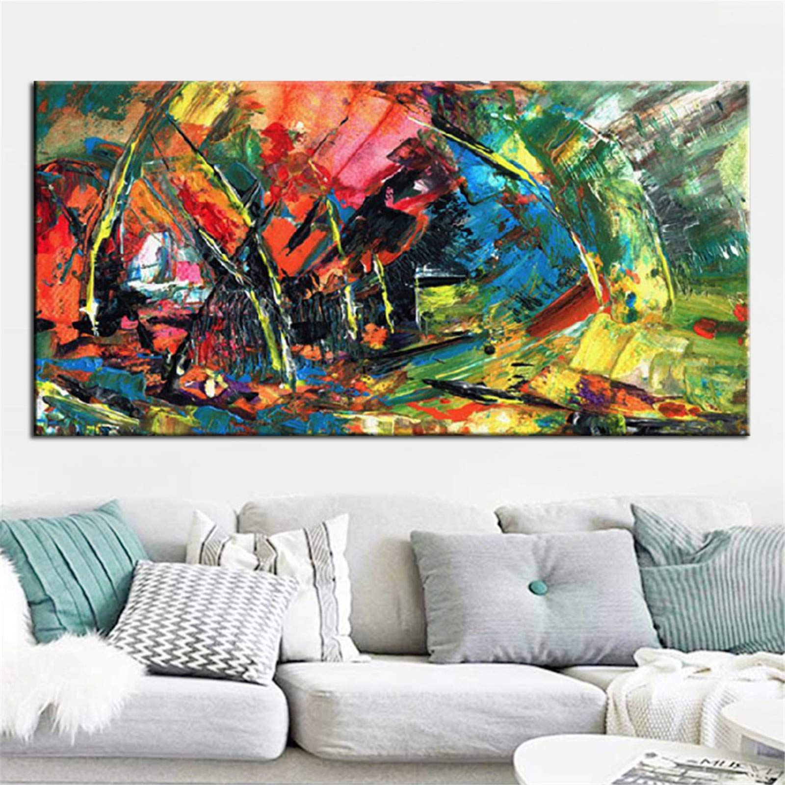 Peinture diamant 5D grand format 50x150cm paysage abstrait coloré broderie strass