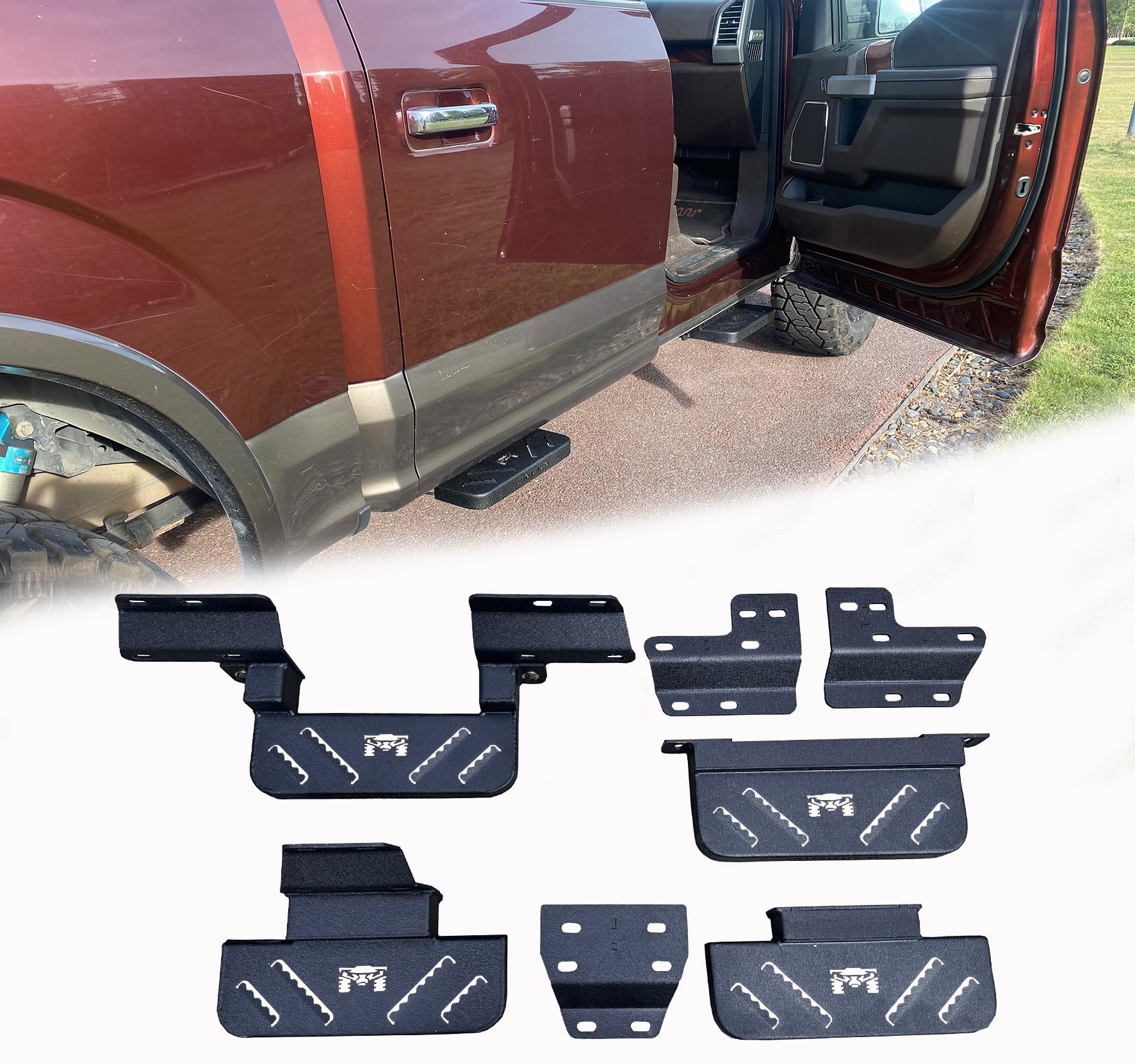 MTNTOPCN Side Steps Running Boards Compatible for 2015-2026 Ford F150 SuperCrew Cab 4-Doors & 2017-2026 Ford F250 F350 Super Duty Crew Cab (Sawtooth)