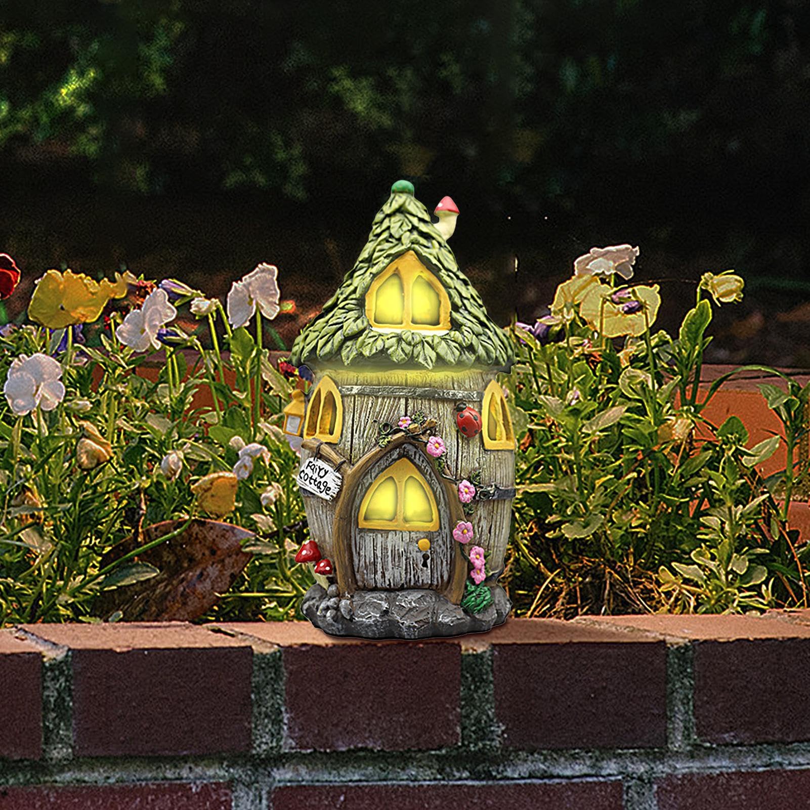 Casa de Solar, estatuas al Aire Libre para Patio, césped, jardín | decoración Exterior, estatuas de jardín con luz Solar, Decoraciones de cabaña, de césped para Patio