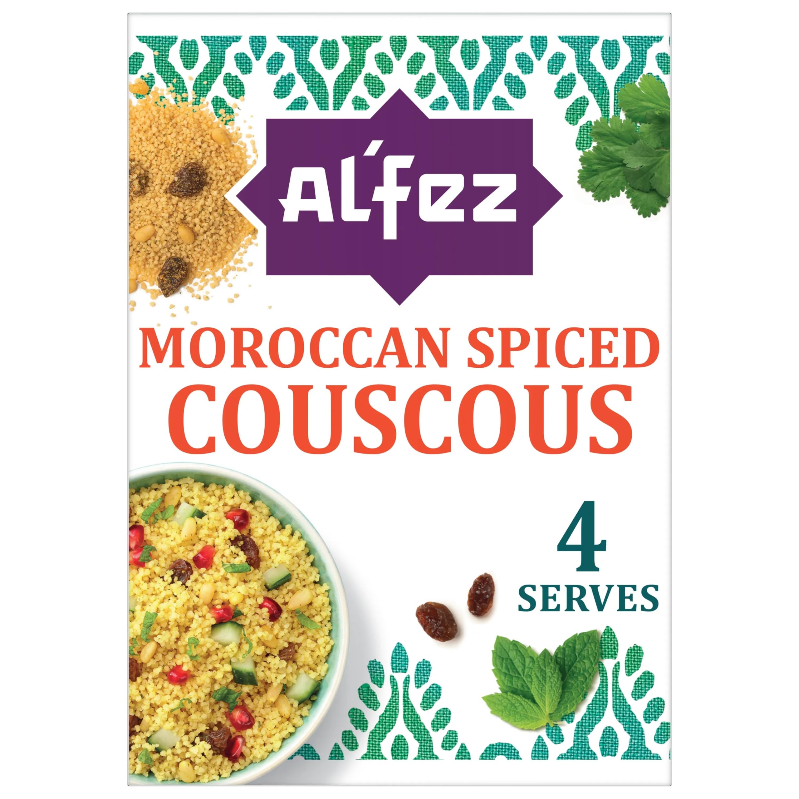 Al'Fez Moroccan Spiced Couscous 200g | Serves 4 | Golden Couscous Grains With Exotic Spices & Pine Nuts