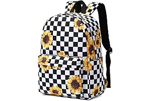 Yusudan Checkered Sunflower Backpack: Style and Functionality for School or Travel