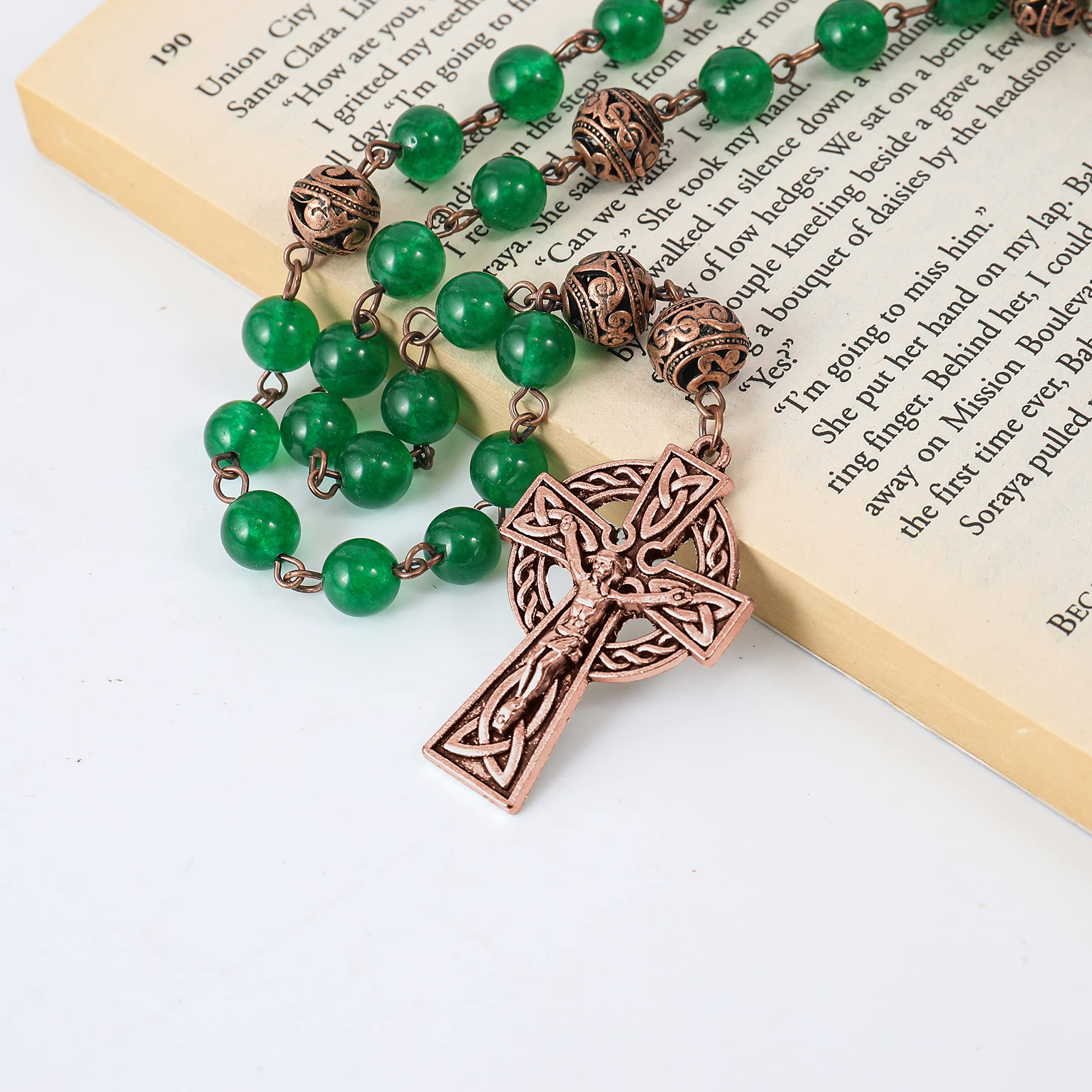 Rosario in Perle di Giada Verde - Nostro padre | La Boutique di Lourdes