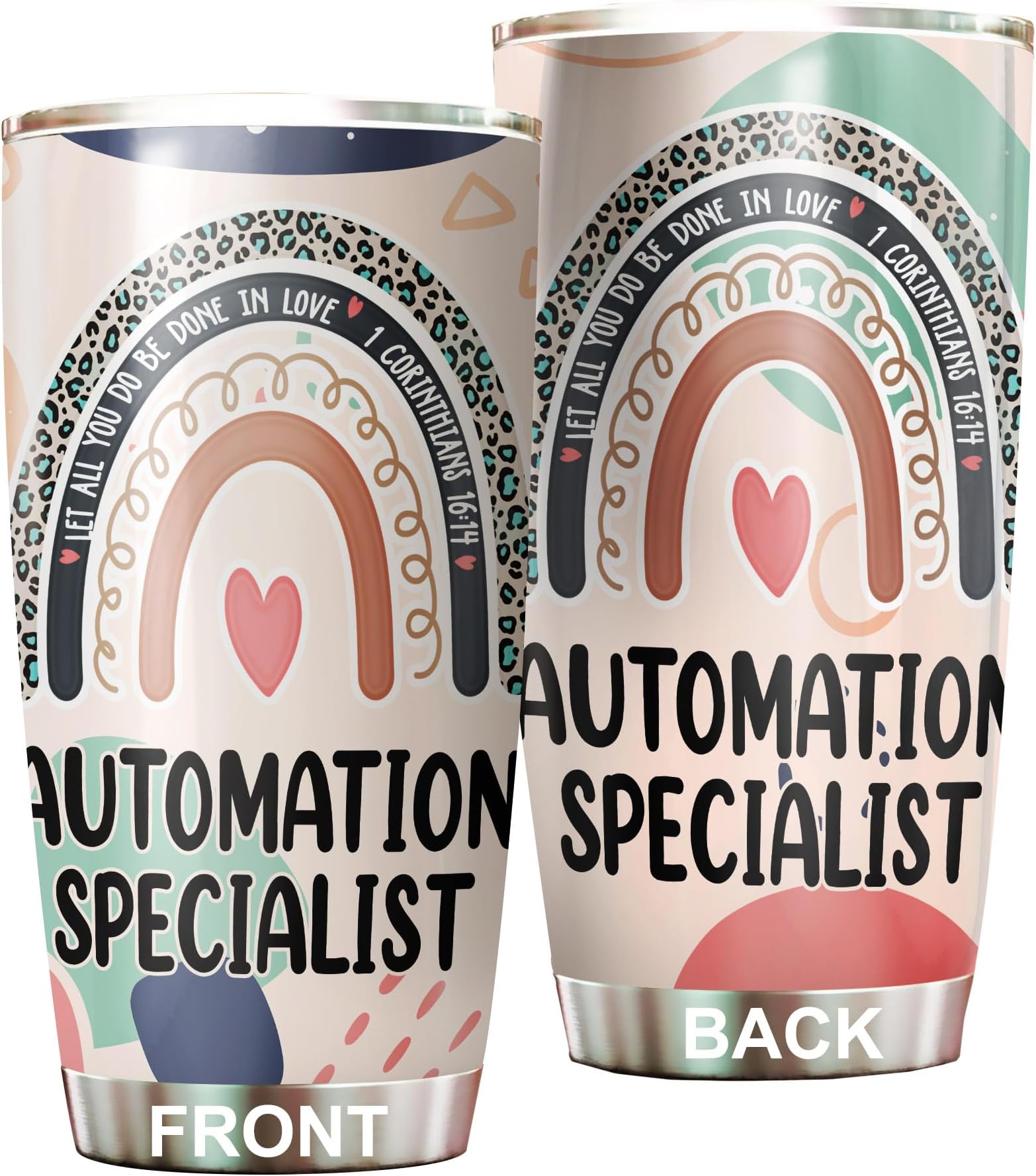 Let All You Do Be Done In Love Automation Specialist Tumbler Stainless Steel 20oz, Office Gifts Women Men Work Friends Coworker, Driking Coffee Cup For Birthday Christmas