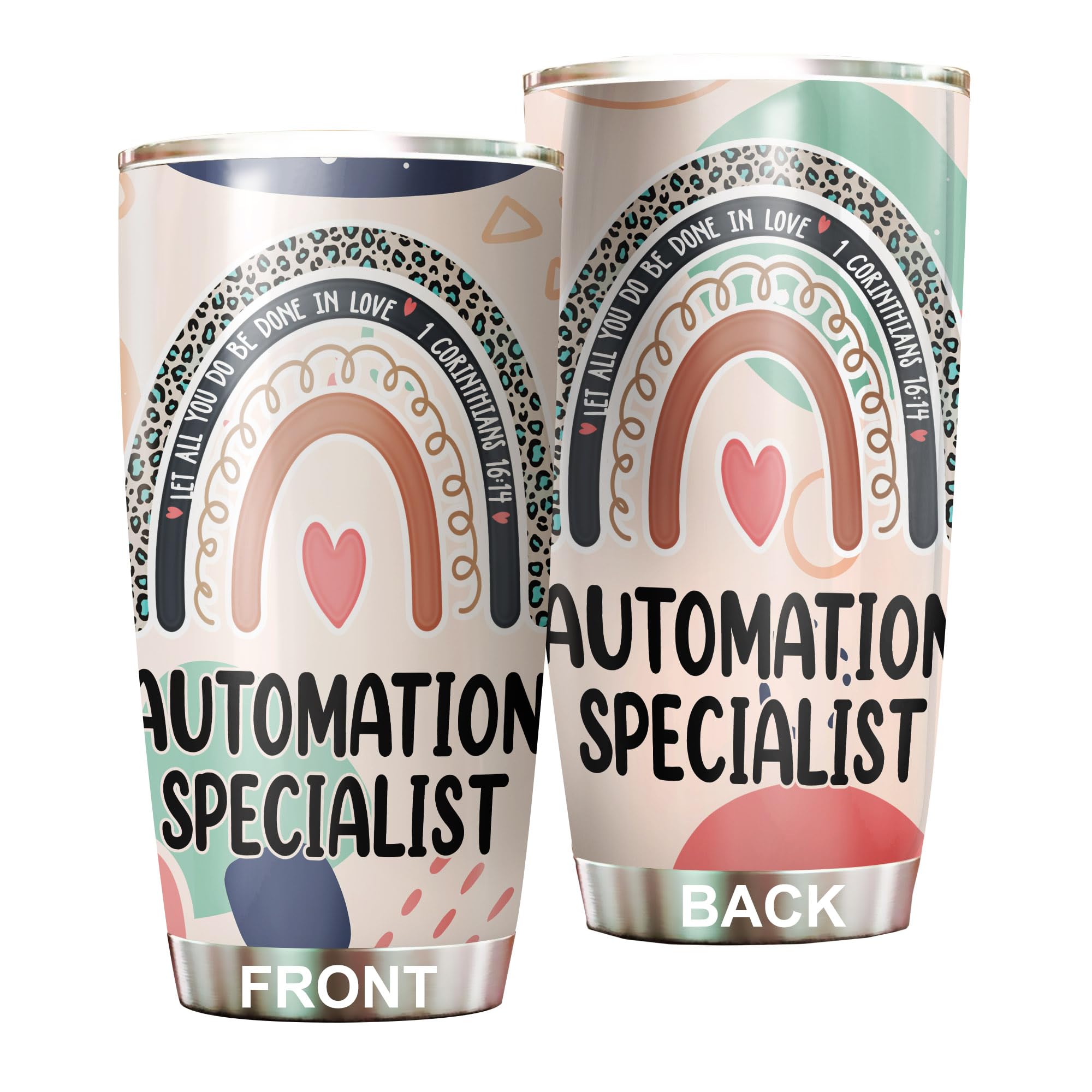 Let All You Do Be Done In Love Automation Specialist Tumbler Stainless Steel 20oz, Office Gifts Women Men Work Friends Coworker, Driking Coffee Cup For Birthday Christmas