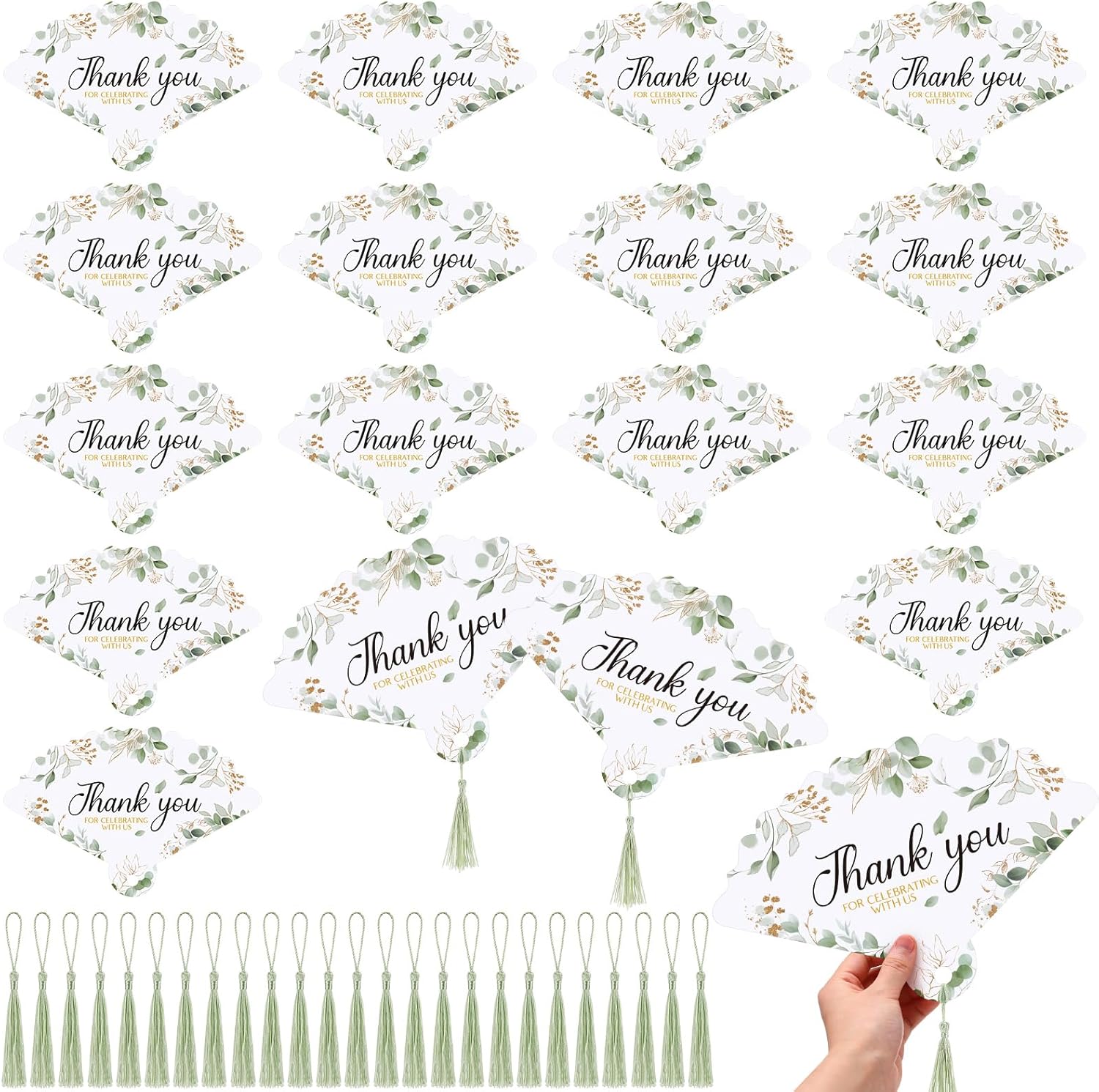 Yuntau 100 Sets Wedding Fans for Guests Bulk with Silky Tassels Paper Hand Fan Thank You for Celebrating with Us for Ceremony Bridal Shower Bridesmaid Party Favors(Flower,Pink)