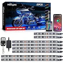 Nilight 8PCS Motorcycle RGB Led Light Kit Waterproof Multi Color Atmosphere Neon Accent APP and Remote Control Underbody Strips for Harley Davidson Honda Kawasaki Suzuki