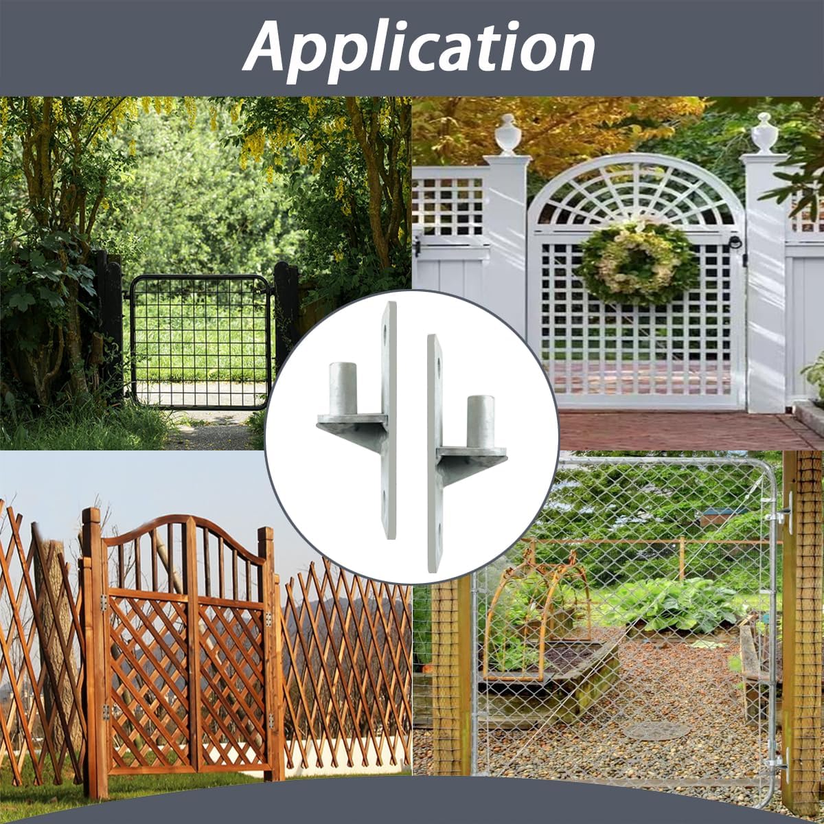Wall Mount Gate Hinge 2 Pack Chain Link Fence Gate Hinges Heavy Duty Farm Gate Hinges with 5/8" Hinge Pin(Screws Not Included)