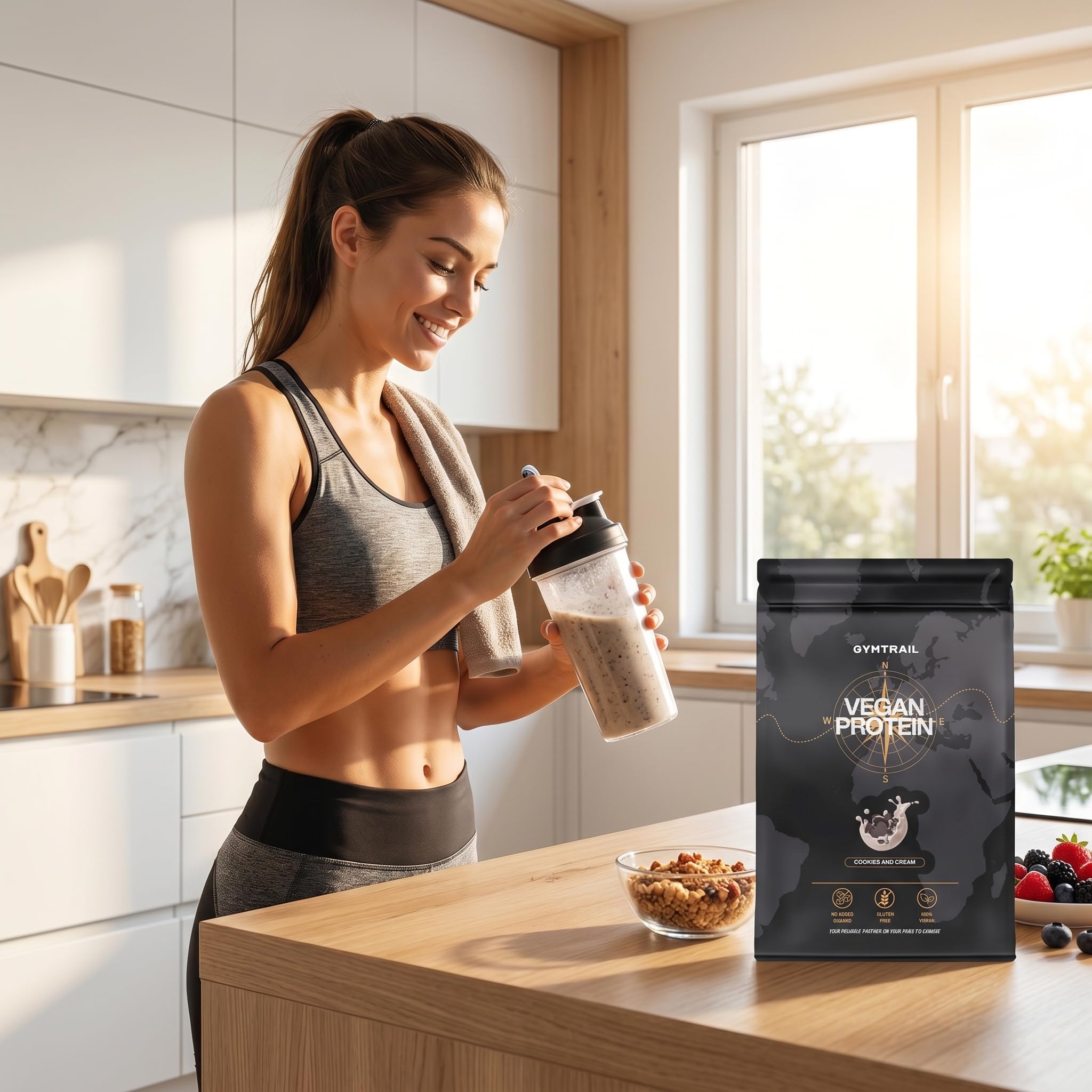 Veganes Eiweißpulver aus Erbsenprotein | Pflanzliches Protein-Pulver mit essenziellen Aminosäuren | Ohne Soja und Süßungsmittel mit Birkenzucker