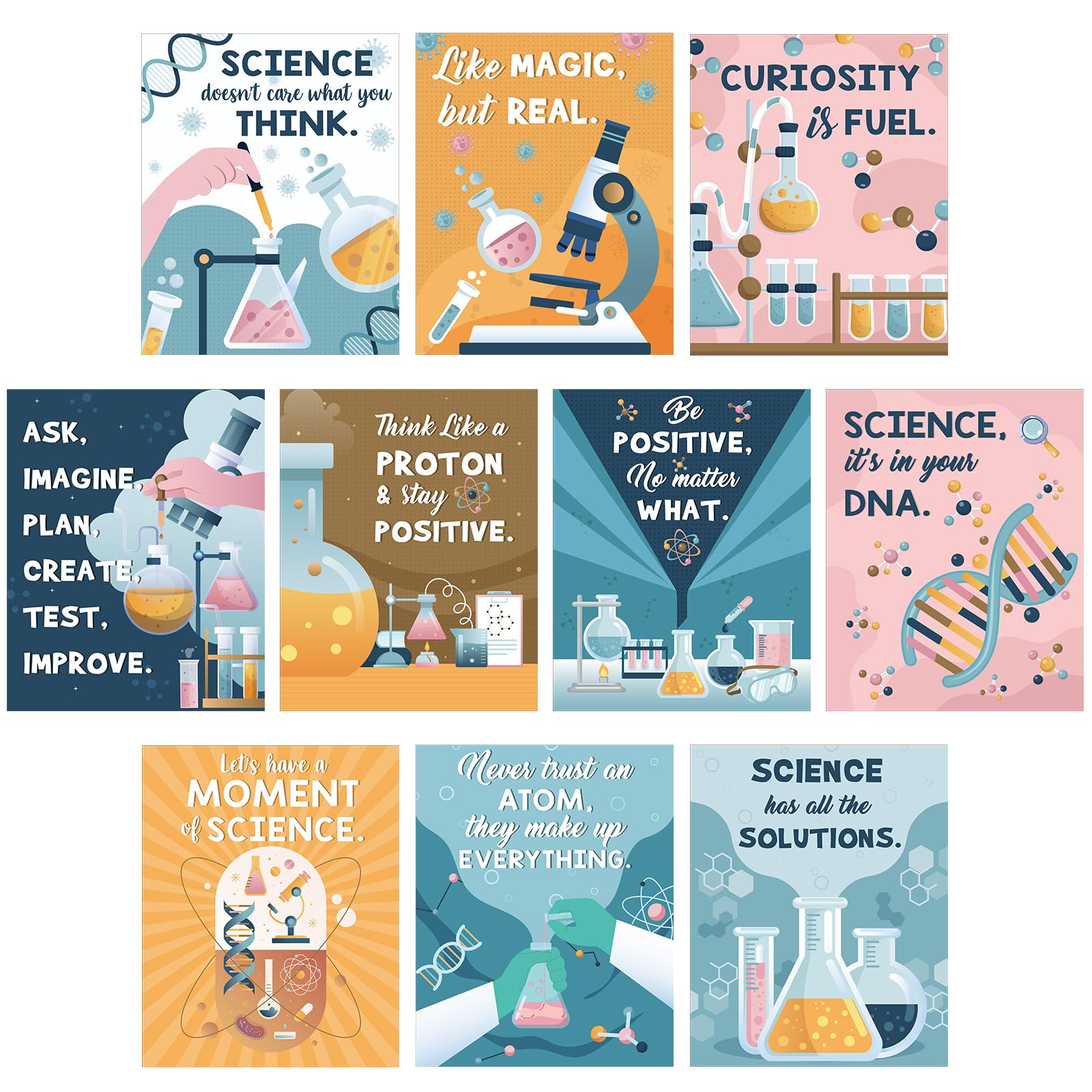 Zonon 10 Pieces Science Classroom Decorations Banner and Posters for Teacher Scientist Bulletin Board Set Poster Science Lab Cutout for Elementary School Middle Preschool Office-picture-14