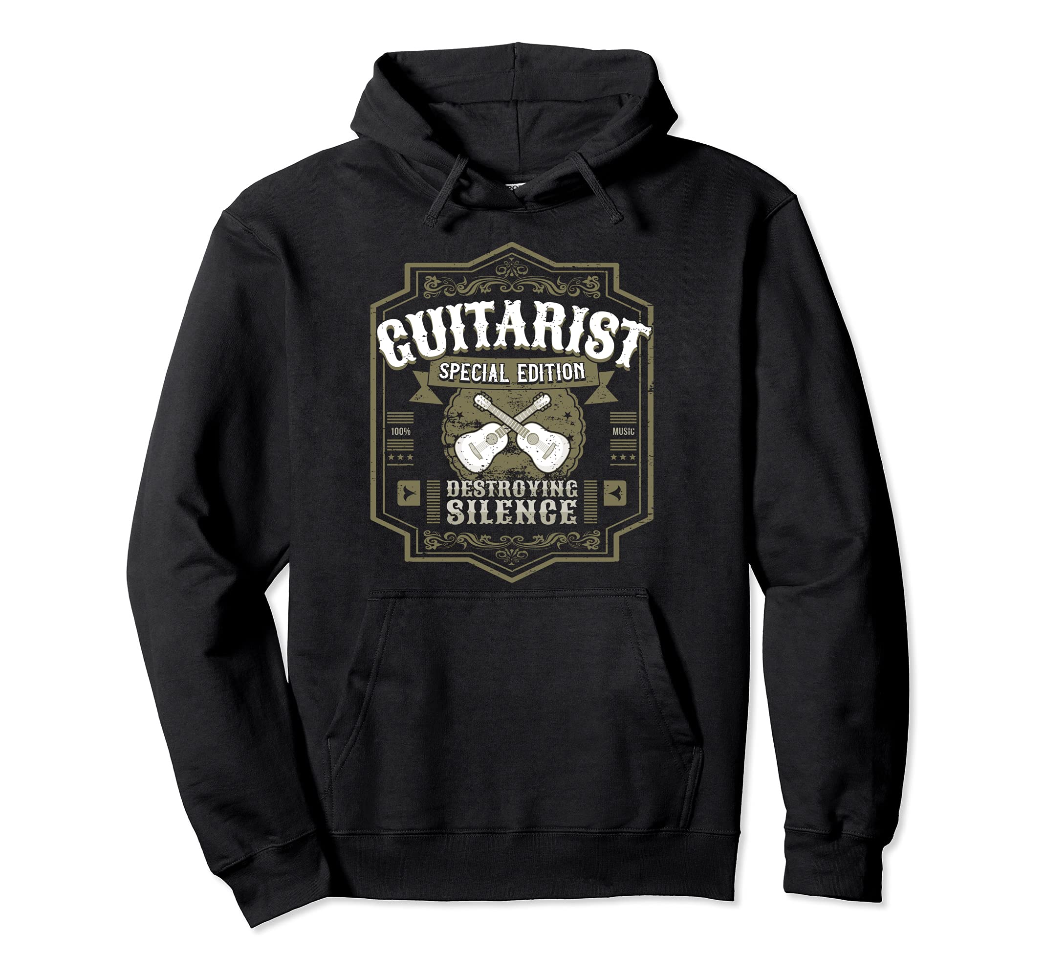 Guitarist Guitar Player Design I Destroying Silence Vintage Pullover Hoodie, Black