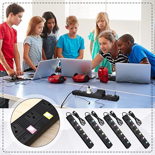 Miniatura 4 de Saysurey Paquete de 4 regletas de alimentación de 6 tomas con interruptores individuales, regletas de metal resistente con cable de extensión de 6