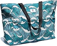 Vista 1 de ESVAN Bolsa de playa plegable grande para mujer con compartimento seco y húmedo, impermeable, a prueba de arena, para viajes, gimnasio, picnic