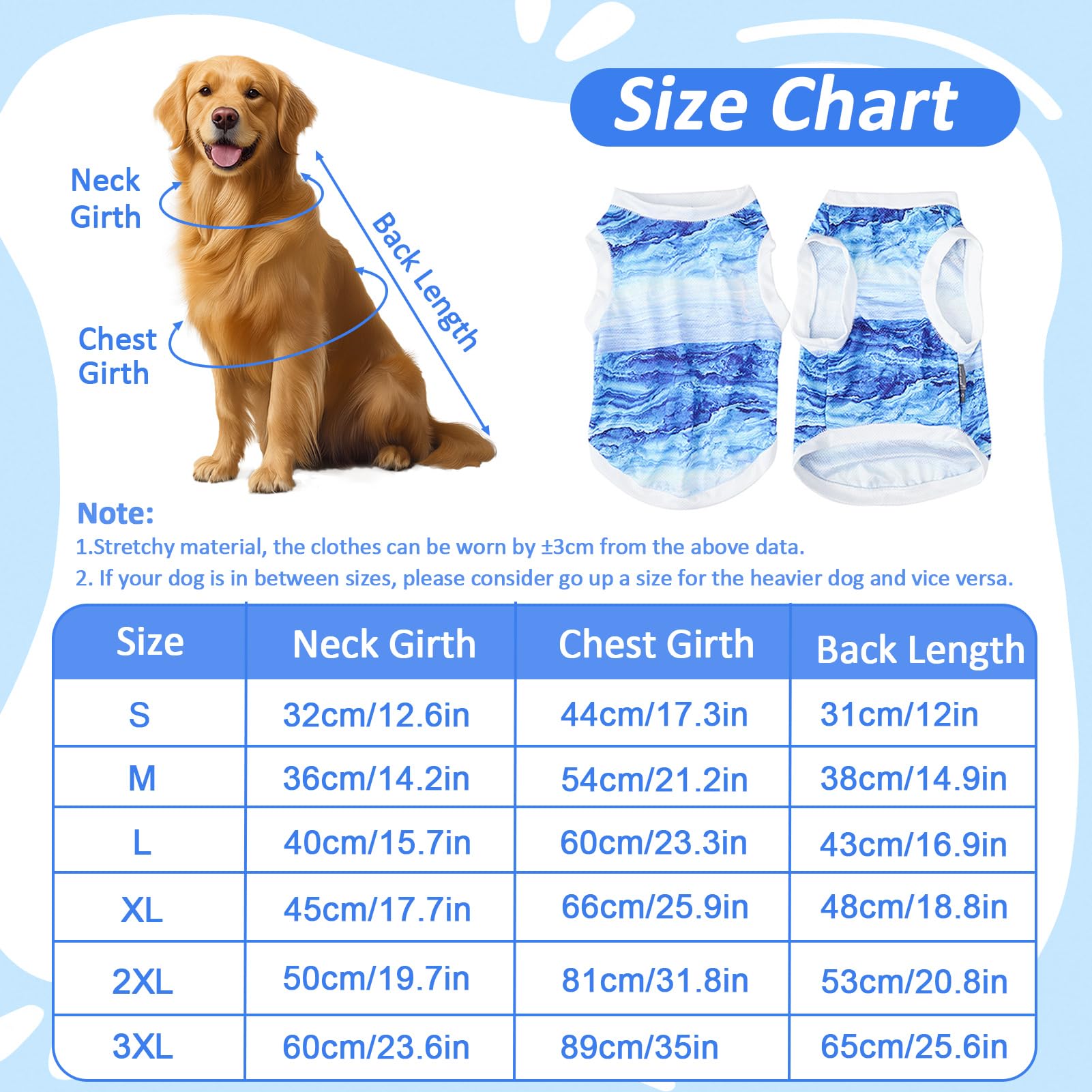 Gilet Rafraichissant Chien, Gilet Rafraîchissant pour Chien en Été, Manteau Rafraichissant pour Chien, Respirante et Légere, Veste de Refroidissement pour Chien de Taille Petits et Moyens