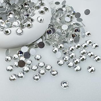 288Pcs SS30 Flatback Rhinestones for Crafts Bulk Clear-Crystals White Craft Gems Jewels Glass Diamonds Stone 6.5mm-Silver Gems for Dance Costumes Clothes Shoes Tumblers Bags DIY Wholesale HINABTRU
