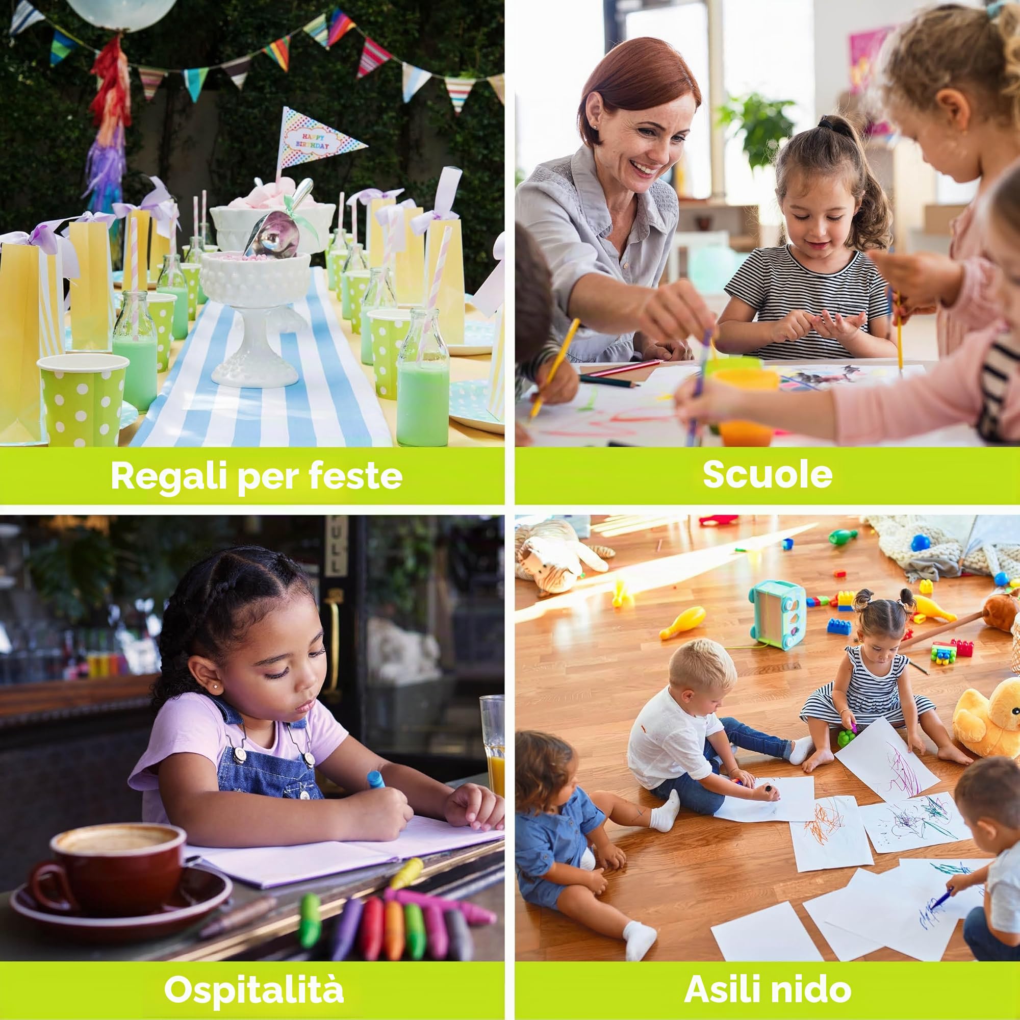 THE TWIDDLERS 50 Sets di Pastelli a Cera Colorate Bambini, 4 Crayons per Scatola, 200 Totale - Bomboniere e Pignatta, Ideale per Mini Gadget Regalini Fine Festa Compleanno