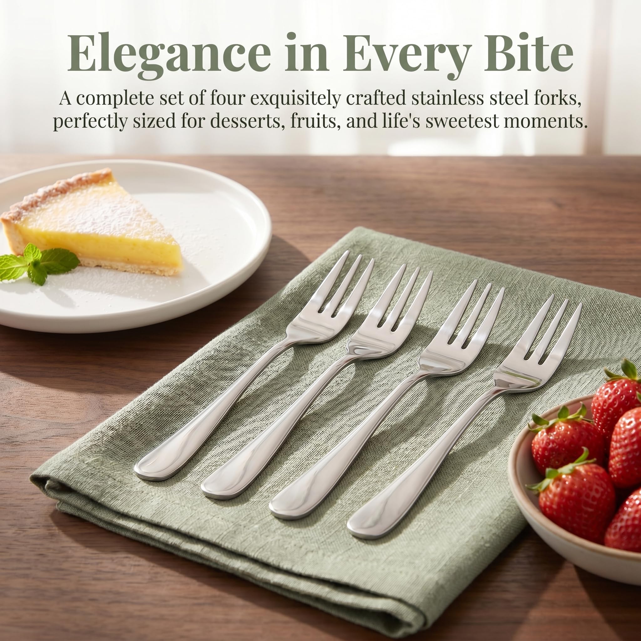 Dessert Forks Set of 4, 5.43" Stainless Steel Small Forks, Cake Pastry — Amazon image 7