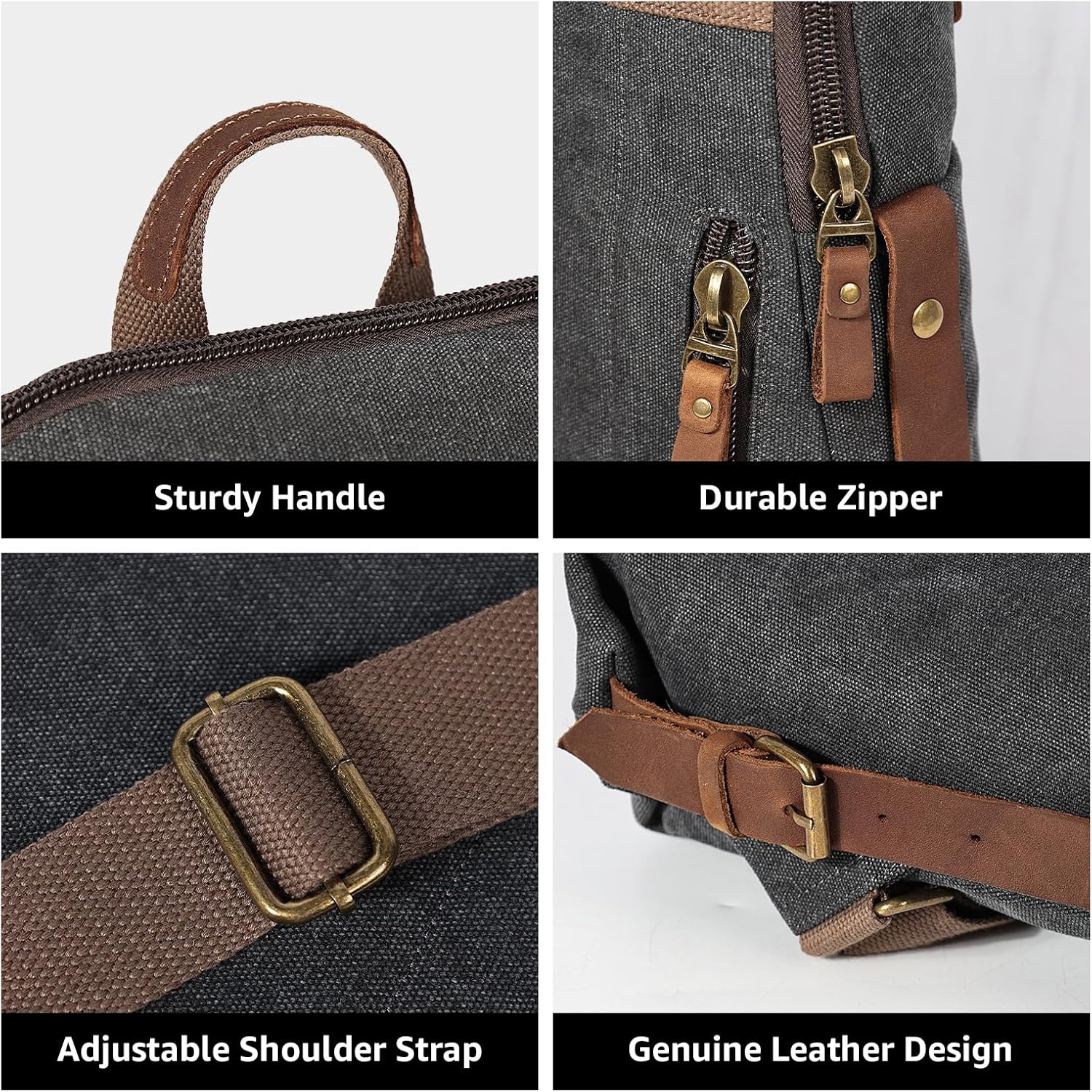 KL928 Vintage Canvas Backpack for Men Women, Laptop Rucksack Daypack Backpacks, Outdoor Travel Bagpack, Black
