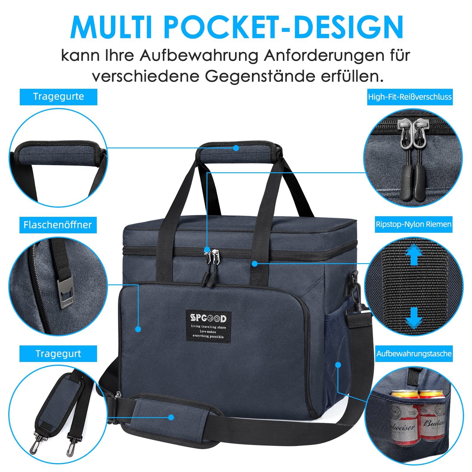 SPGOOD Borsa termica 20 l isolata pieghevole per congelatore