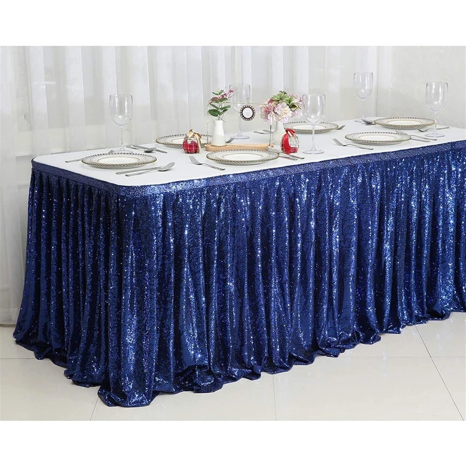 Jupe De Table Beige Or Paillettes Table Jupe Tables Tissu fête d'anniversaire Mariage noël Accessoires Bonbons décoration Festival déco(Rose Pink,9FT-70x274cm)