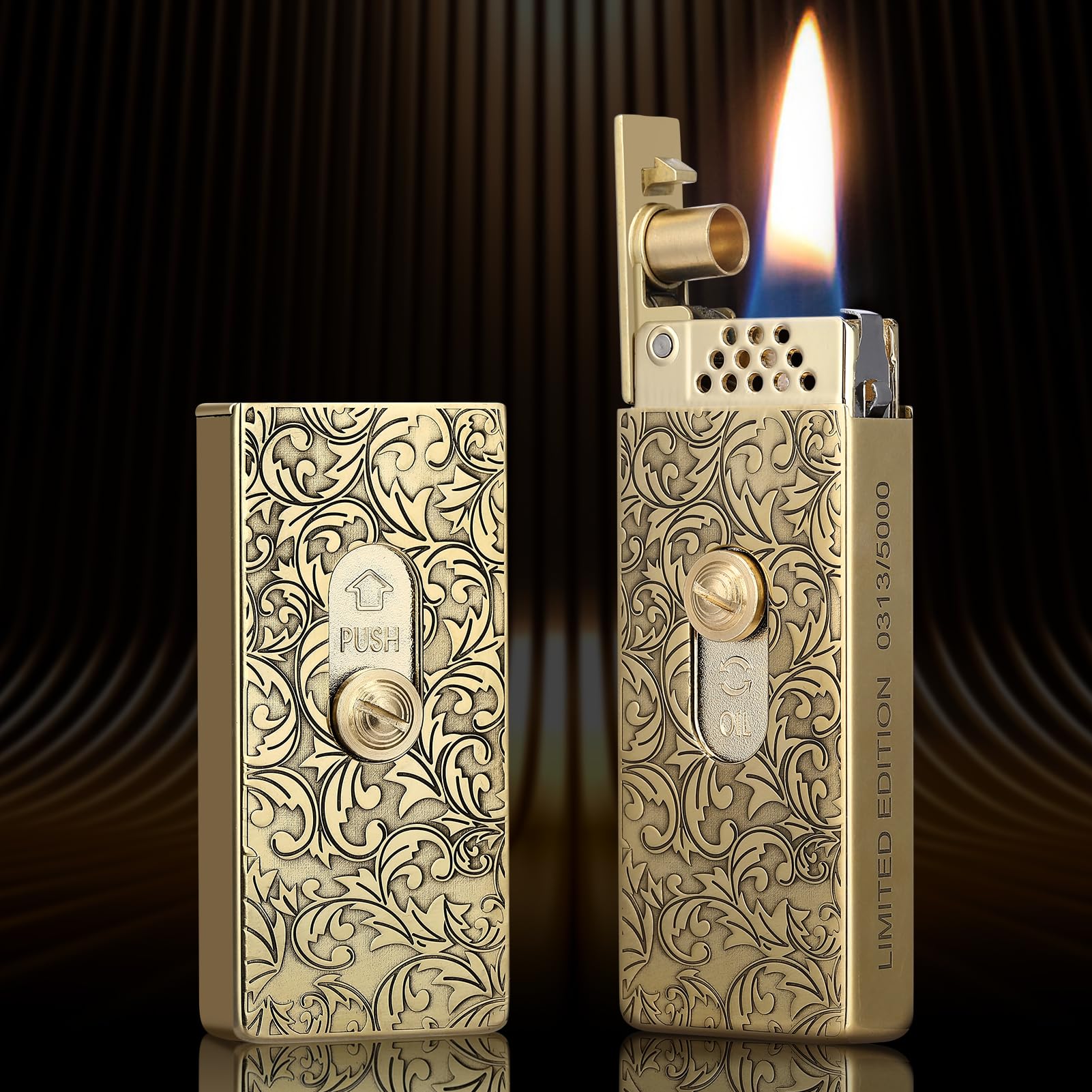 Vintage Trench Lighter, Windproof Matchbox Fluid Lighter with Creative Ignition, Kerosene Refillable Lighters, Antique Soft Flame Lighters, Cool Collection Lighter, Unique Gift for Men (No Fuel)