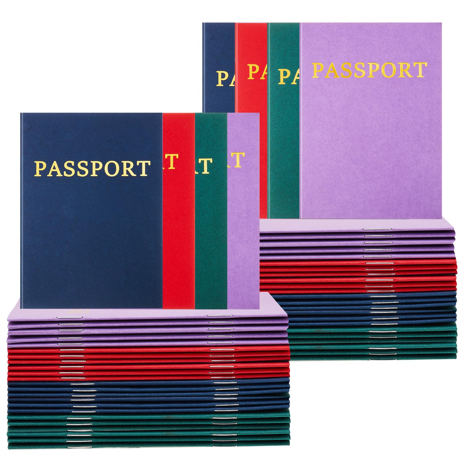 Lewtemi 48 Pcs Kids Blank Passport Notebook Pretend Pass Port Party Favor Fake Passport Travel Journal for Collect Stamper School Classroom Supplies,