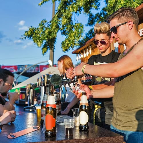Miniatura 4 de Abrebotellas plano de acero inoxidable resistente de 7 pulgadas, para bar, cocina, boda, fiesta de cumpleaños (láser, rosa degradado, natural,