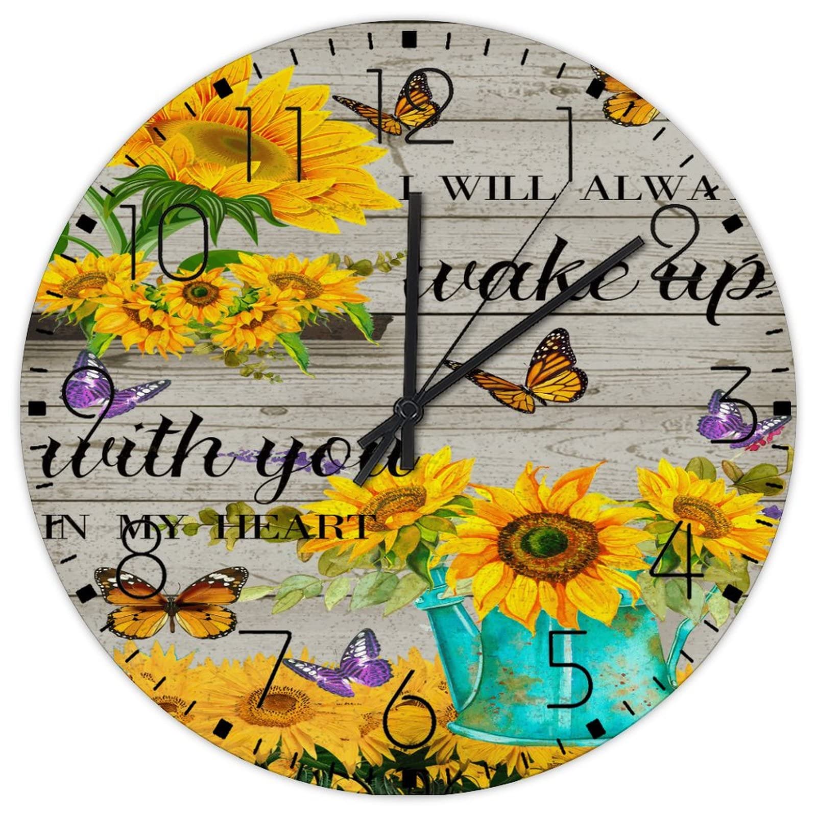 Horloge murale en bois romantique avec message d'amour pour chambre