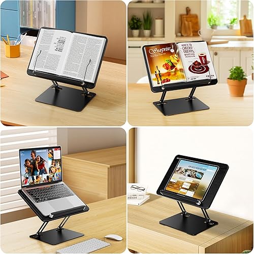 Miniatura 8 de BESIGN BS01 - Soporte de libro para lectura, soporte ajustable para libros, soporte ergonómico para laptop con clips elásticos para páginas para