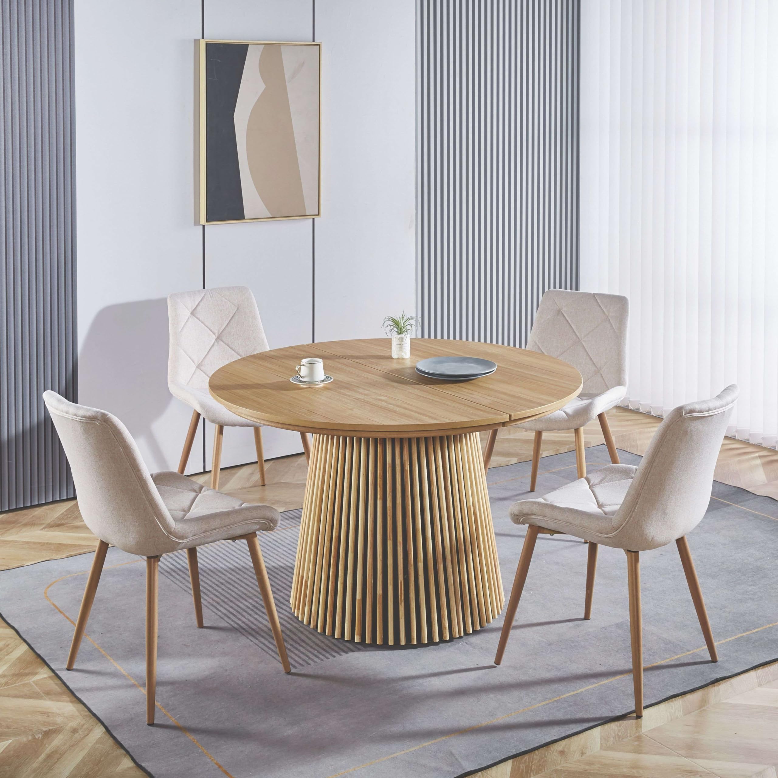 Miroytengo Mesa Comedor Extensible Redonda Árbol Salón Roble Claro 120-160-200x75x120 cm