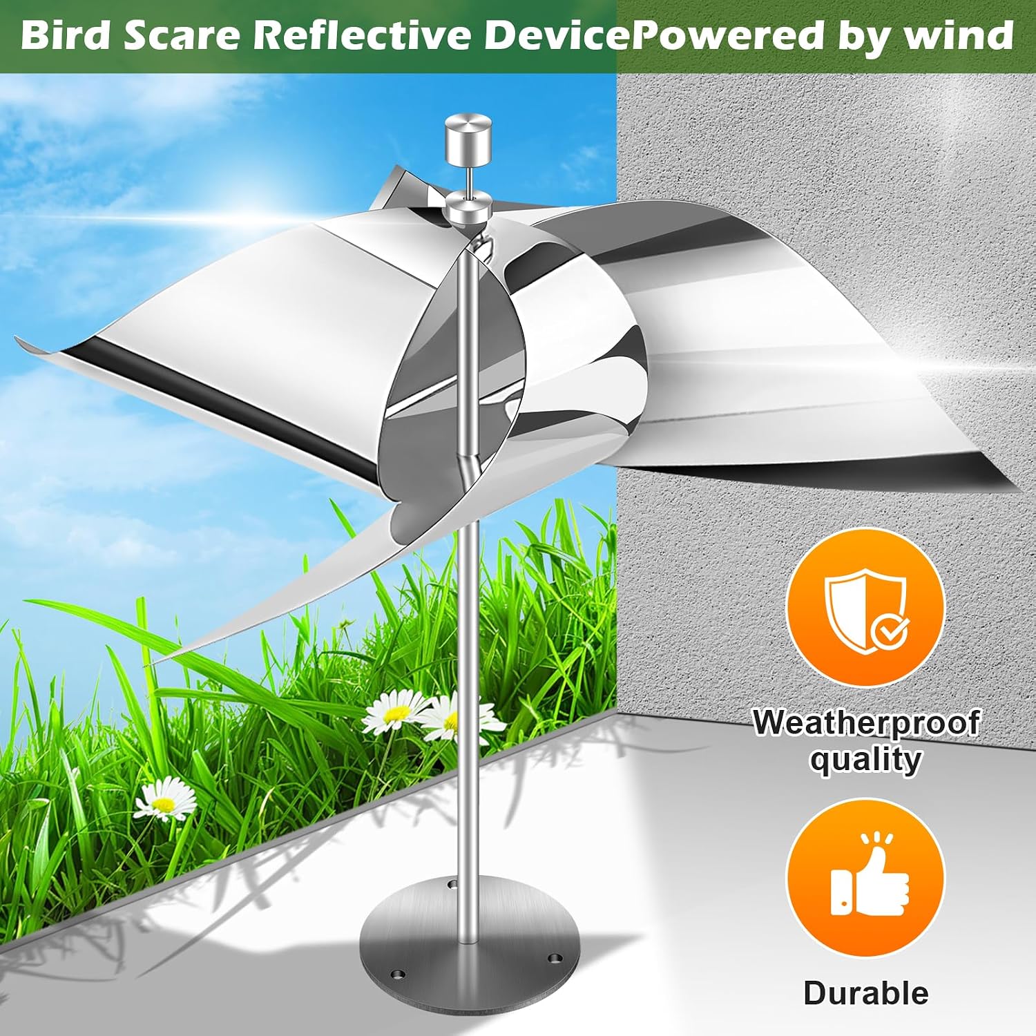 Bird Scare Reflective Device, Upgraded Bird Reflector for Outside Gardens Railings Roofs, Keep Pigeons Sparrows & Woodpeckers Away