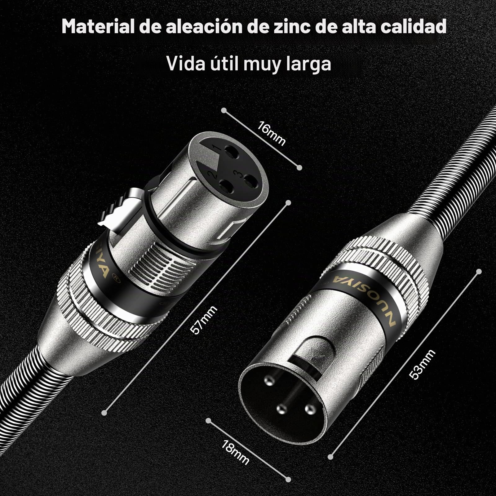2Pack 20 metros Cable XLR Balanceado Microfono XLR Macho a Hembra de 3 pines para Micrófono, Mezclador, Altavoz, Amplificador
