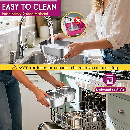 Miniatura 4 de AOSION Electric Heated Lunch Box, 4 IN 1 with 2 Pack 1.5L Container & 3.5 Quart Stainless Steel Saucepan with Steamer Basket