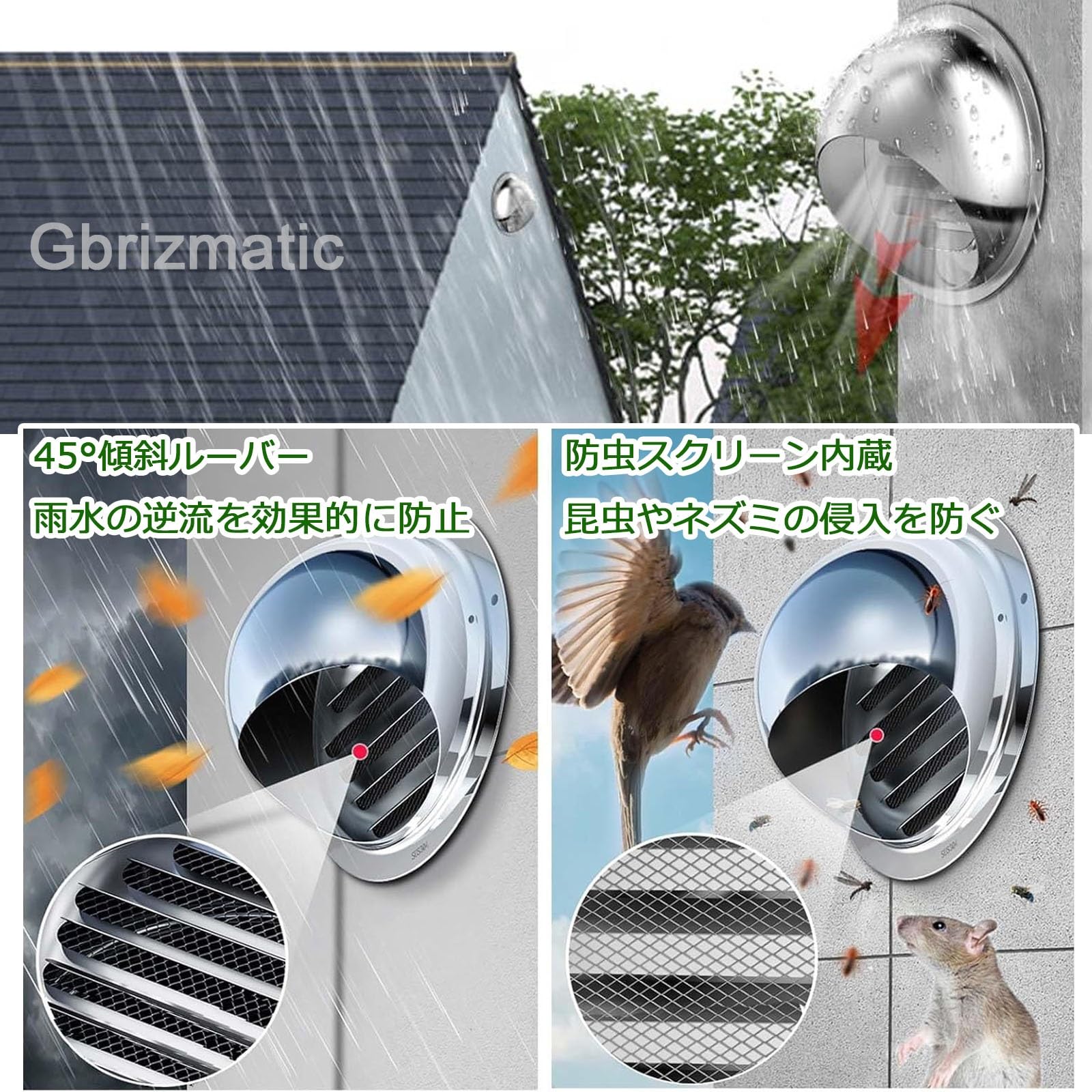 Amazon.co.jp: 通気口 ダクト 換気システム 保護ネット付き、換気口
