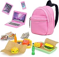 Vista 4 de 15 Pcs Doll Accessories Miniature Laptop Computer Tablet Phone Mini Backpack and Mini Food Including Burger Soda Set and Burger Hot Dog Set and