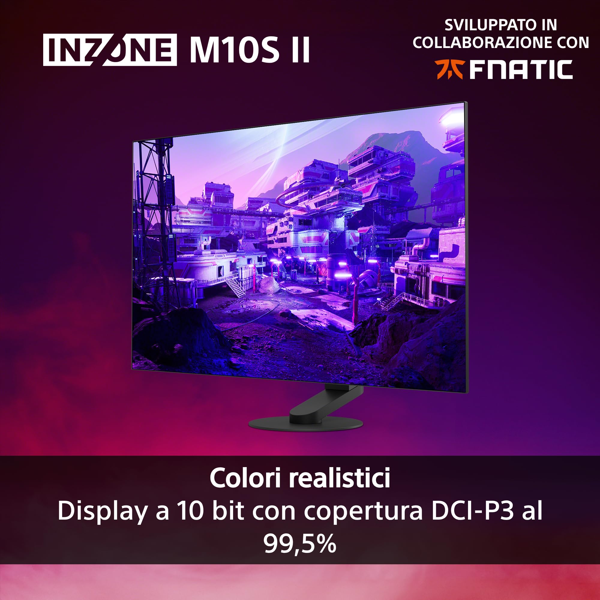 Sony INZONE M10S II Monitor Gaming OLED QHD da 27": 1440p, 540 Hz, 0,02 ms GtG, DCI-P3 99,5%, G-Sync, VRR, sviluppato con Fnatic, 1500 nit, DisplayPort 2.1-2 x HDMI 2.1 - PC, PlayStation 5