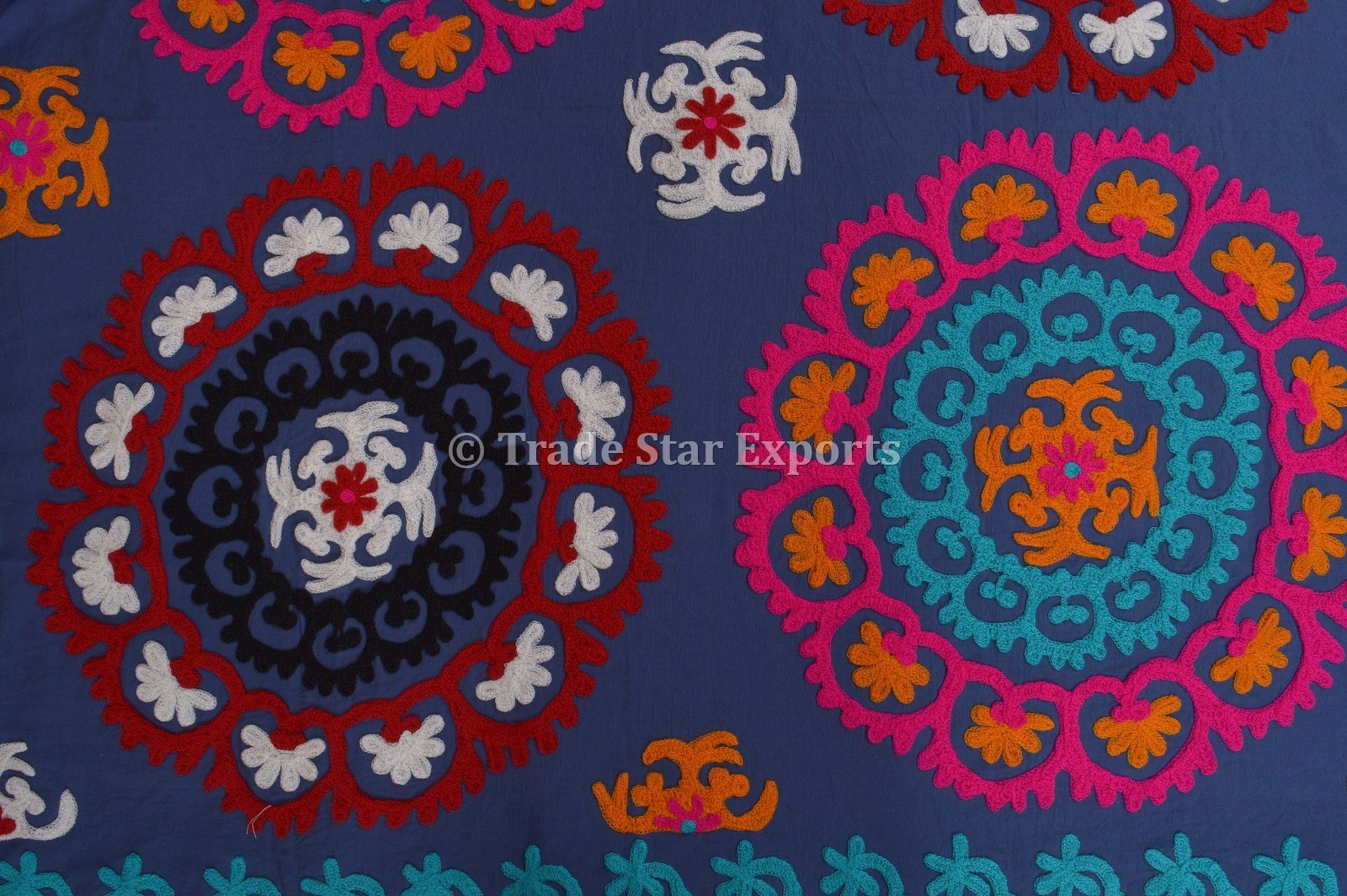 Grande Tapisserie Suzani Indienne - Couvre-lit Mural 150x230 Cm - Coton Brodé