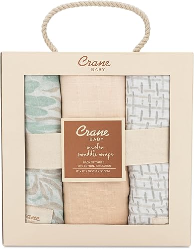Vista 9 de Crane Baby Mantas de Arrullo de Muselina 100% Algodón, Beach Life Estrella de Mar, Juego de 3, 47" x 47", Arrullos para Recién Nacidos, Bebé y Niñas
