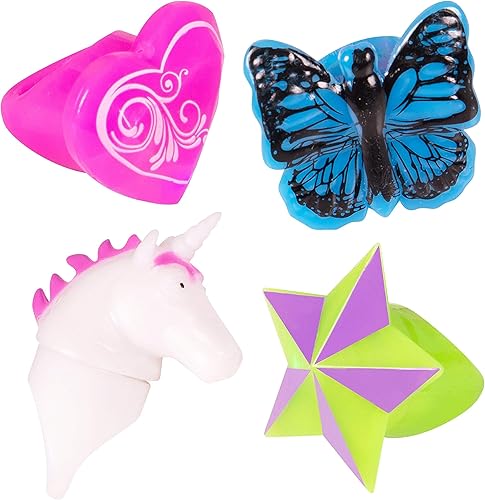 Anillos místicos de unicornio que brillan en la oscuridad, caja del tesoro, juguetes para premios de aula, anillos con baches, recuerdos de fiesta
