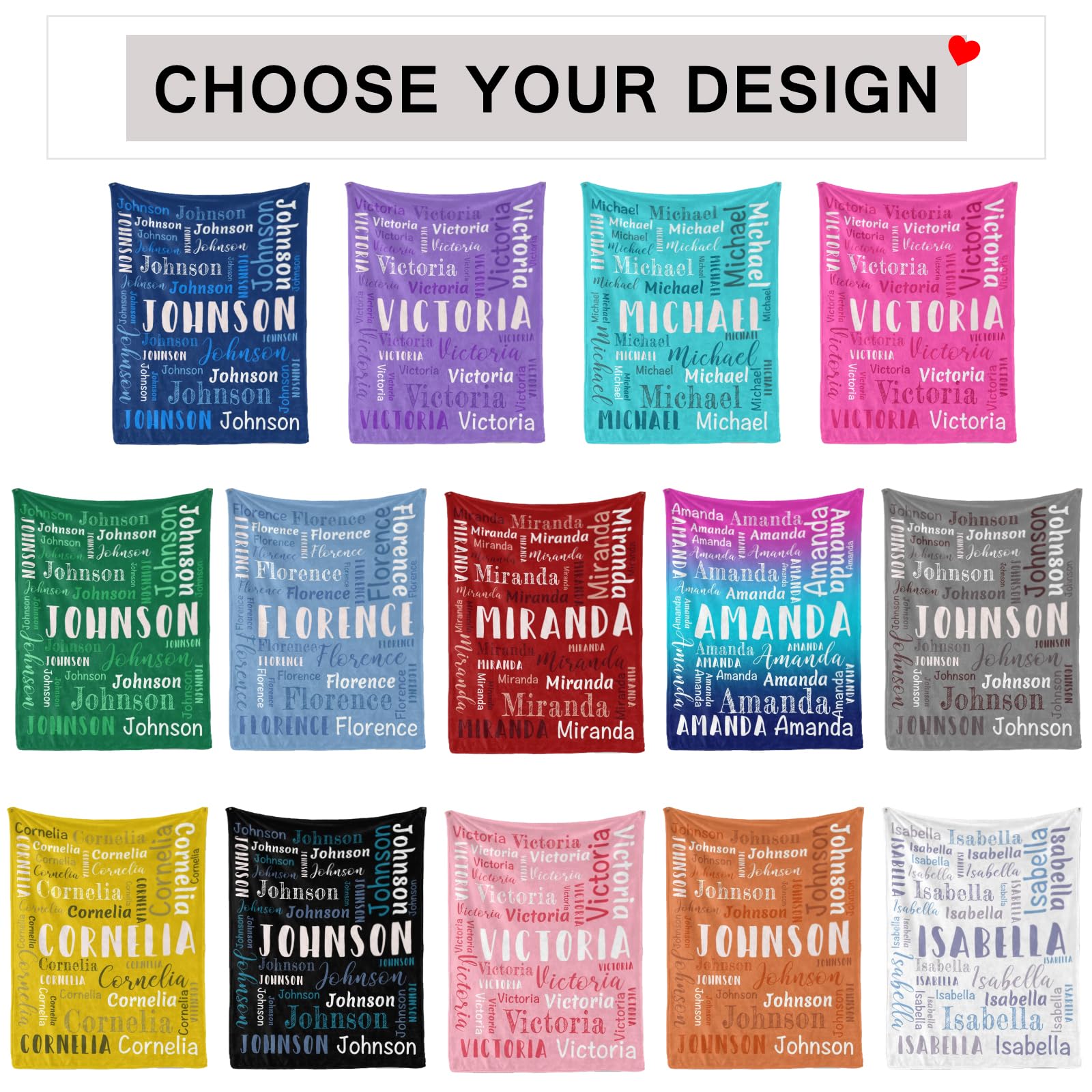 Custom Blanket Personalized Blankets and Throws Customized Blanket with Name for Baby Kids Adult Gifts for Christmas Birthday Valentines Day